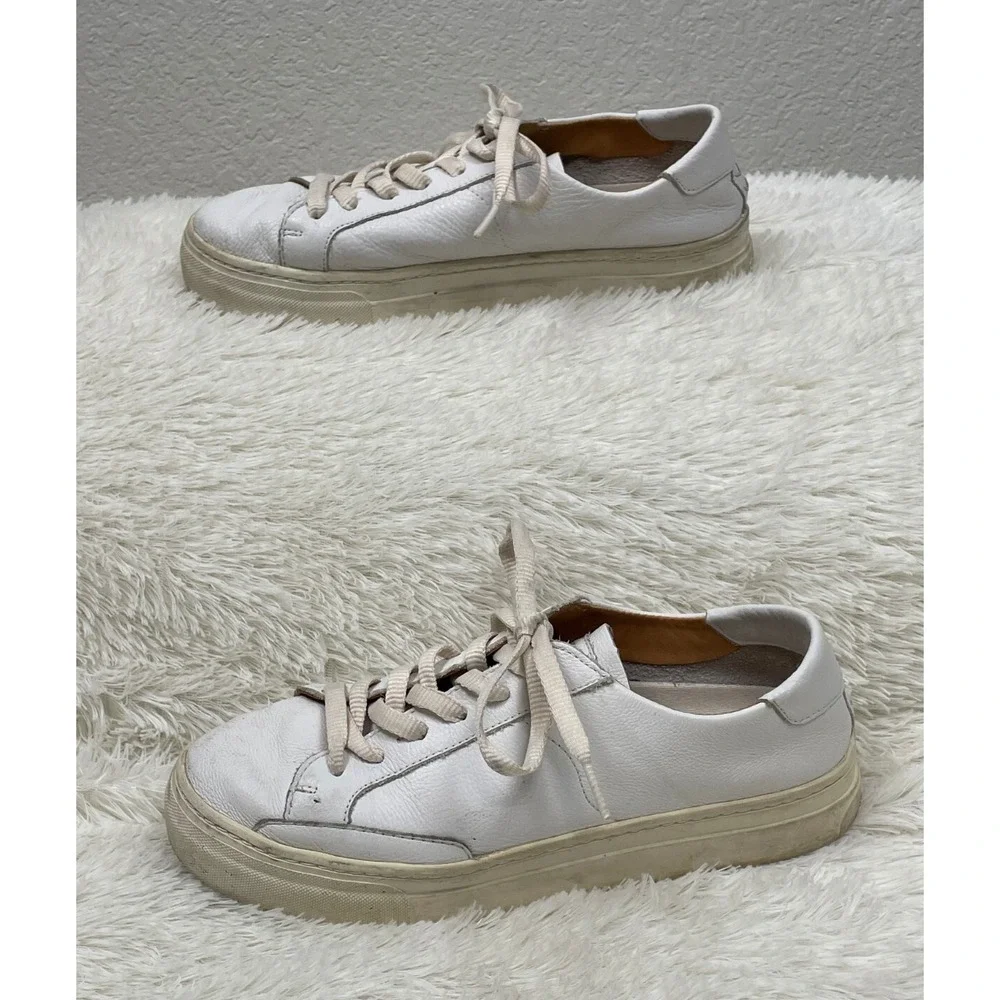 Soludos Shoes Ibiza Sneakers Womens 8.5 White Leather‎ Classic Casual Platform